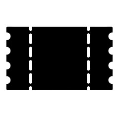 Simple black silhouette of a generic perforated ticket used for events