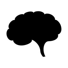 Simple black brain silhouette illustration on a white background perfect for education
