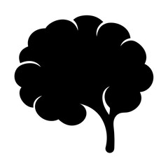 Monochrome human brain silhouette showing lobes and anatomy with simple design