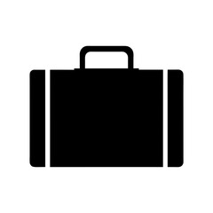 Minimalist graphic illustration of a classic black briefcase with handle design