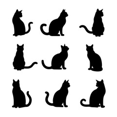 Set pig silhouette isolated vector on white background