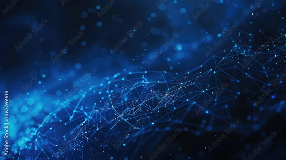 Poster abstract picture micro light sparkling particle represent data flow vivid flowing wave with high tec
