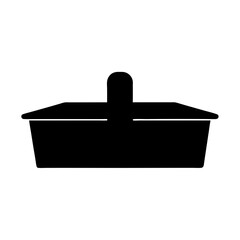 Black silhouette of a picnic basket isolated on a white background