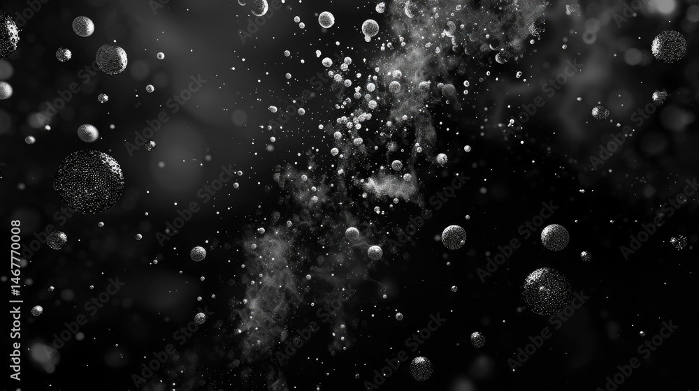 Poster this image features floating particles against a black background, creating a stunning visual effect