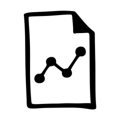 Simple hand drawn data analysis document with growth chart or graph