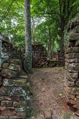 Stone walls at the ruins of San Ignacio in Misiones, Argentina.