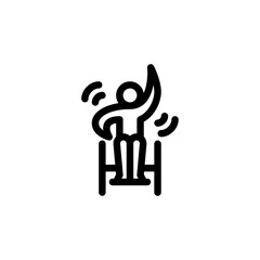 disabled person stretching outline icon. Disabled people line art illustration.