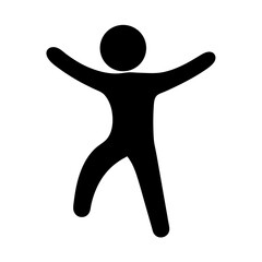 Silhouette of a person with outstretched arms, representing joy and activity