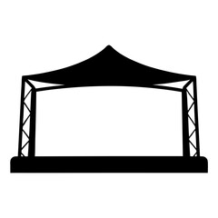Simple black and white stage with cover and trusses illustration