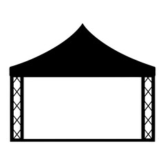 Silhouette illustration of a pop up tent or canopy with truss legs