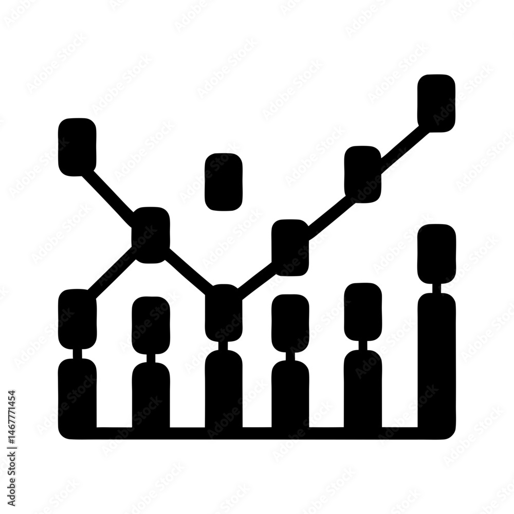 Poster data visualization of growth and decline with a geometric design