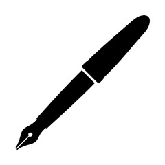 Black silhouette of a classic fountain pen representing writing and signature