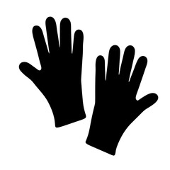 Symmetrical Image of Black Gloves, Right and Left, on a White Background