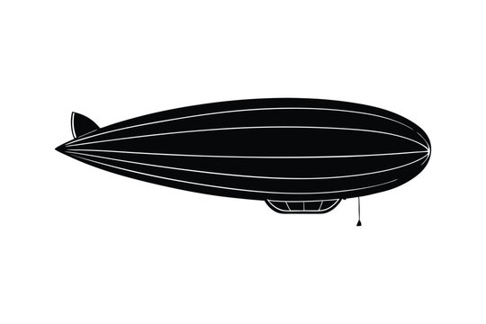 Silhouette art illustration of a dirigible airship.eps