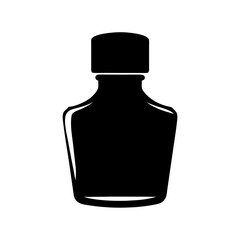 Abstract black silhouette of a bottle with a rounded square cap