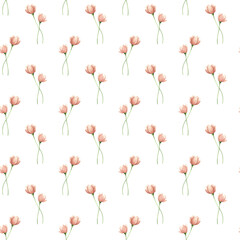 A set of flowers, leaves, seamless pattern, floral watercolor illustration for wedding invitations, greeting cards, printing design. A spring and summer set of colorful flowers and plants.