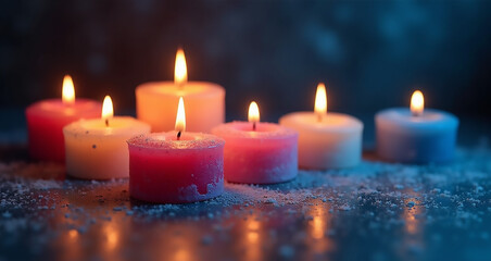 burning candles on a dark background