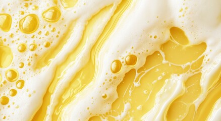 Golden Foam: Abstract Texture of Creamy Yellow Bubbles
