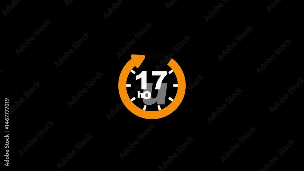 Poster 17 hours timers clocks, timer 17 hour icon, countdown icon. time measure. the chronometer icon is is