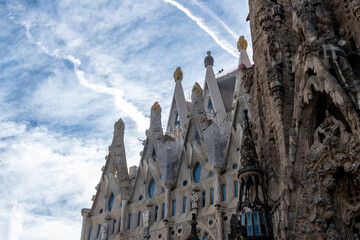 Sagrada Familias intricate facade and pinnacles