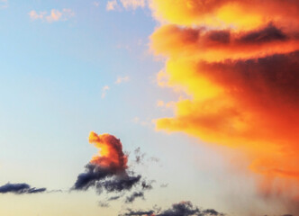A view on clouds at sunset at summer.