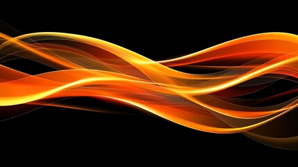 Fototapeta premium Abstract orange waves on black background