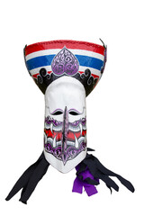 thai ghost mask on white. . background Isolated . Phitakhon Festival