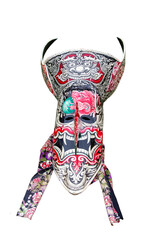 Traditional thailand ghost mask  isolated on white background ,Phi ta khon festival
