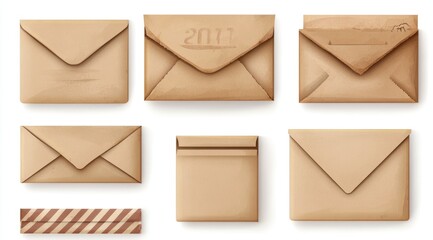 Vintage-style envelopes and a striped seal