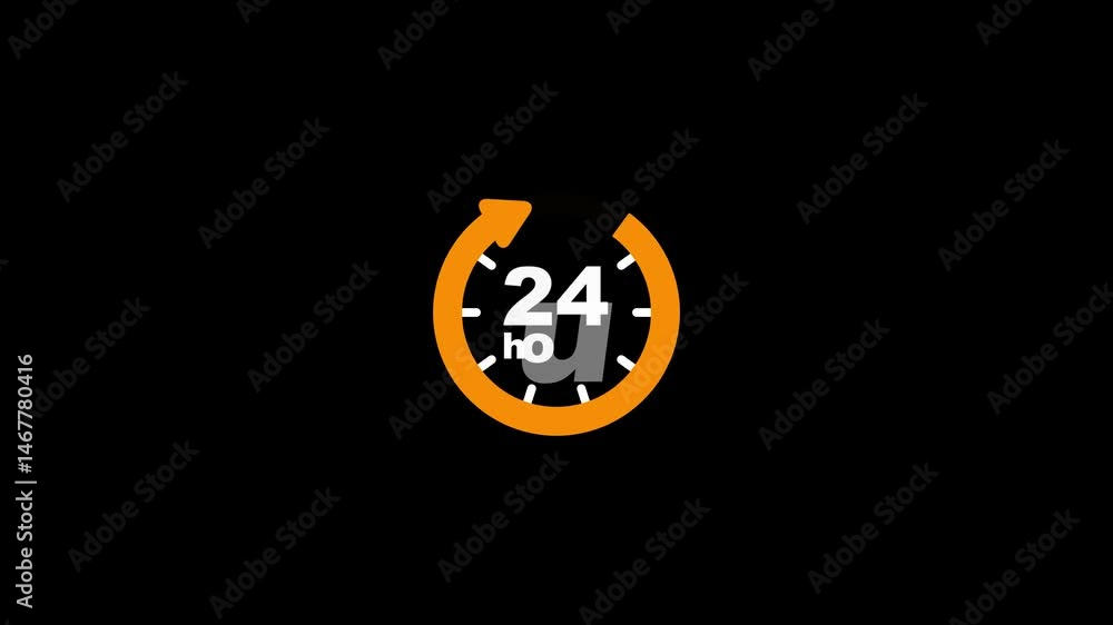 Poster clock 24 hours icon, isolated on transparent background with alpha channel clock.24 hour service wor