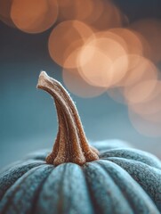 Close-up View of a Pumpkin Stem Accented by Soft Bokeh in the Background During Autumn Season Generative AI
