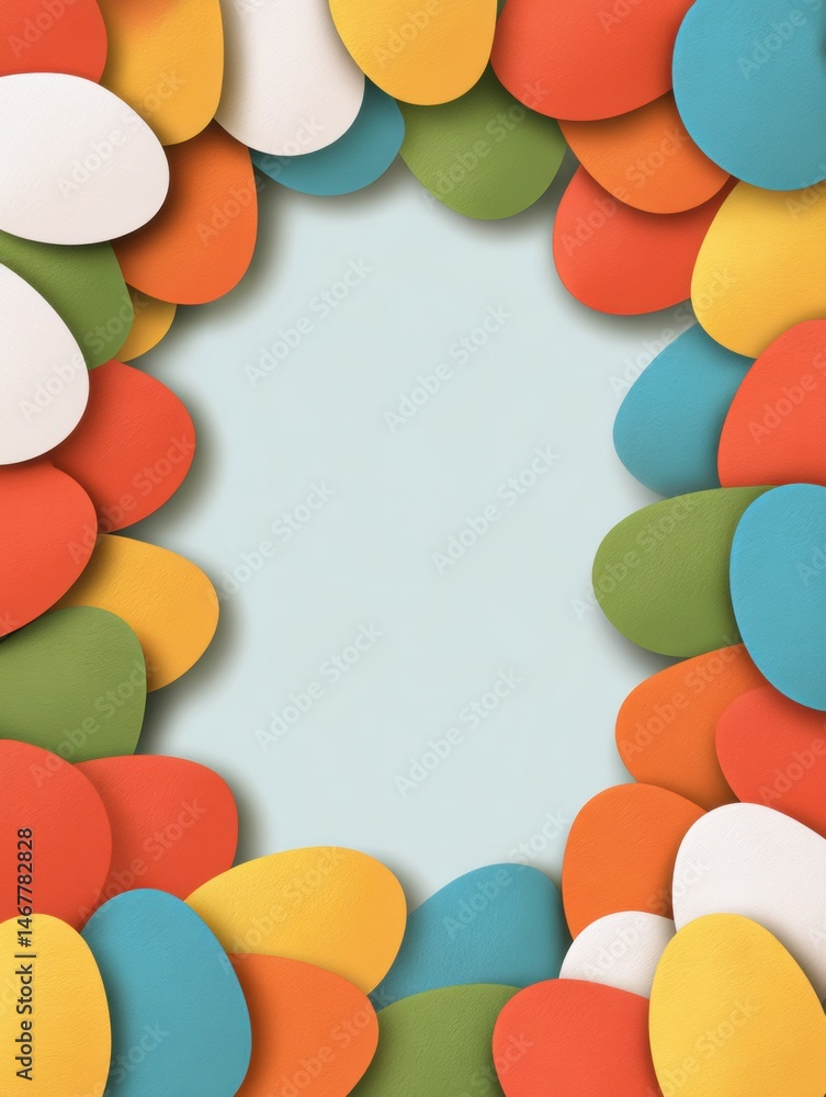 Aufkleber colorful egg pattern border with empty center space for creative design use during spring and holida