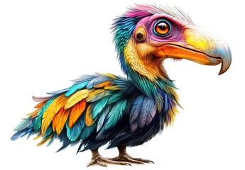 Fototapeta premium Colorful bird with large beak on white background.