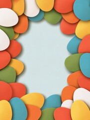Colorful Egg Pattern Border With Empty Center Space for Creative Design Use During Spring and Holiday Celebrations Generative AI