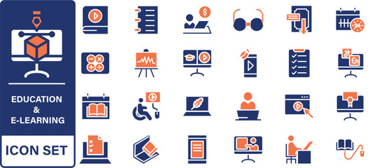 Education and Learning thin line icons set. Education, School, Learning editable stroke icons. Vector illustration
