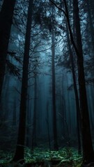 Naklejka premium dark forest in the fog