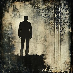 Obraz premium Silhouette of a man standing in a vintage-style scene