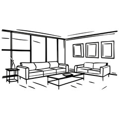 sketch of a modern house