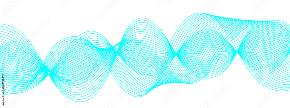 Aufkleber abstract wave pattern featuring intertwined fluid curves cyan and turquoise gradients. rhythmic and 
