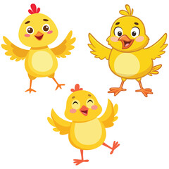 Cheerful Yellow Bird Cartoon Character