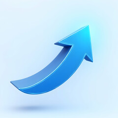 3D blue arrow icon representing business growth and success in a modern concept illustration\  