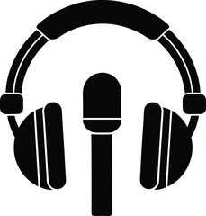 headphones with microphone boom icon vector illustration