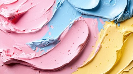 abstract oil paint pink blue yellow