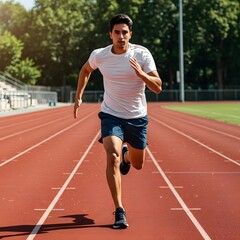 Handsome man in motion blur, fitness sprint