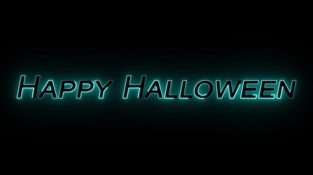 happy halloween animated neon text black background