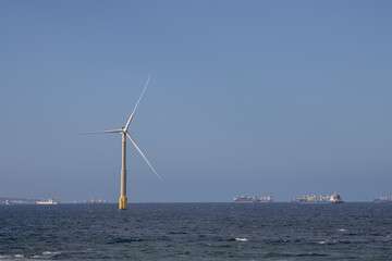 Wind turbine in Atlantic ocean, Telde, Gran Canaria