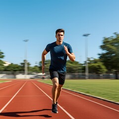 Handsome man in motion blur, fitness sprint