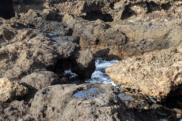 Hole in the coastal rocks, Telde, Gran Canaria