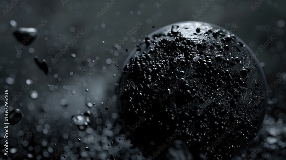 Poster abstract of black circle geometric fractal shapes on contemporary surface design express scene of se