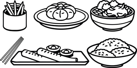 set of different kinds of thai food